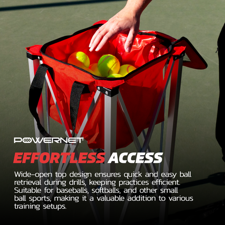 Wheeled Ball Caddy Cart for Baseball Softball and Tennis Sports PowerNet