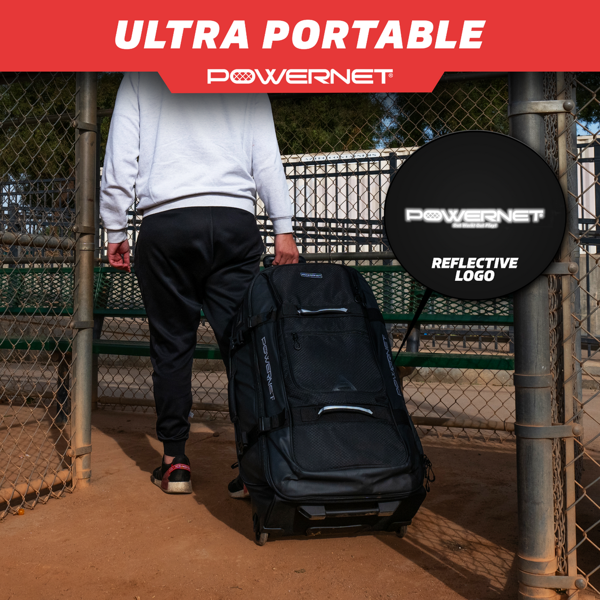 Rolling Duffle Bag with Wheels & Handle Wheeled Bag PowerNet