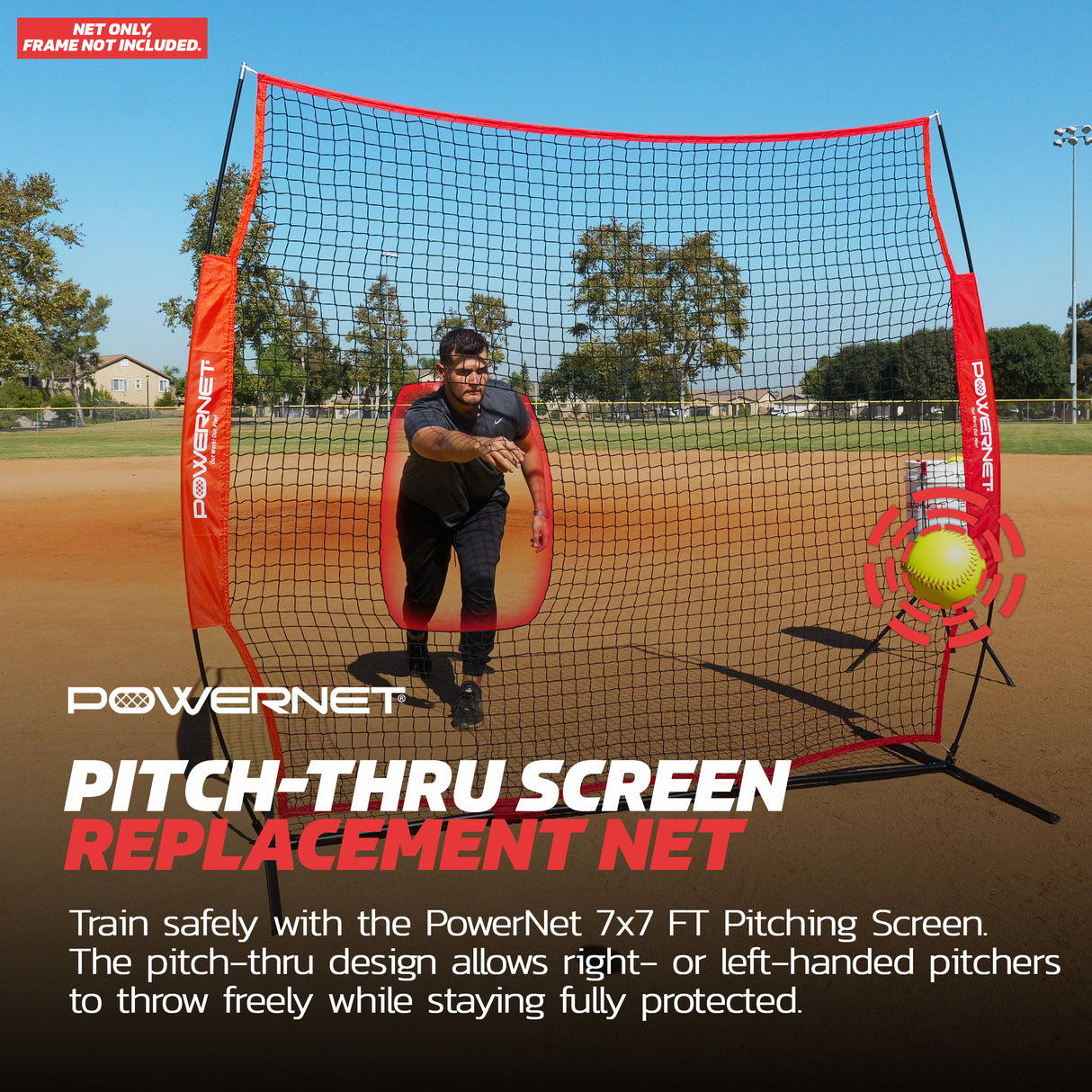 Pitching Protection Screen for Softball - Net Only Replacement Parts PowerNet
