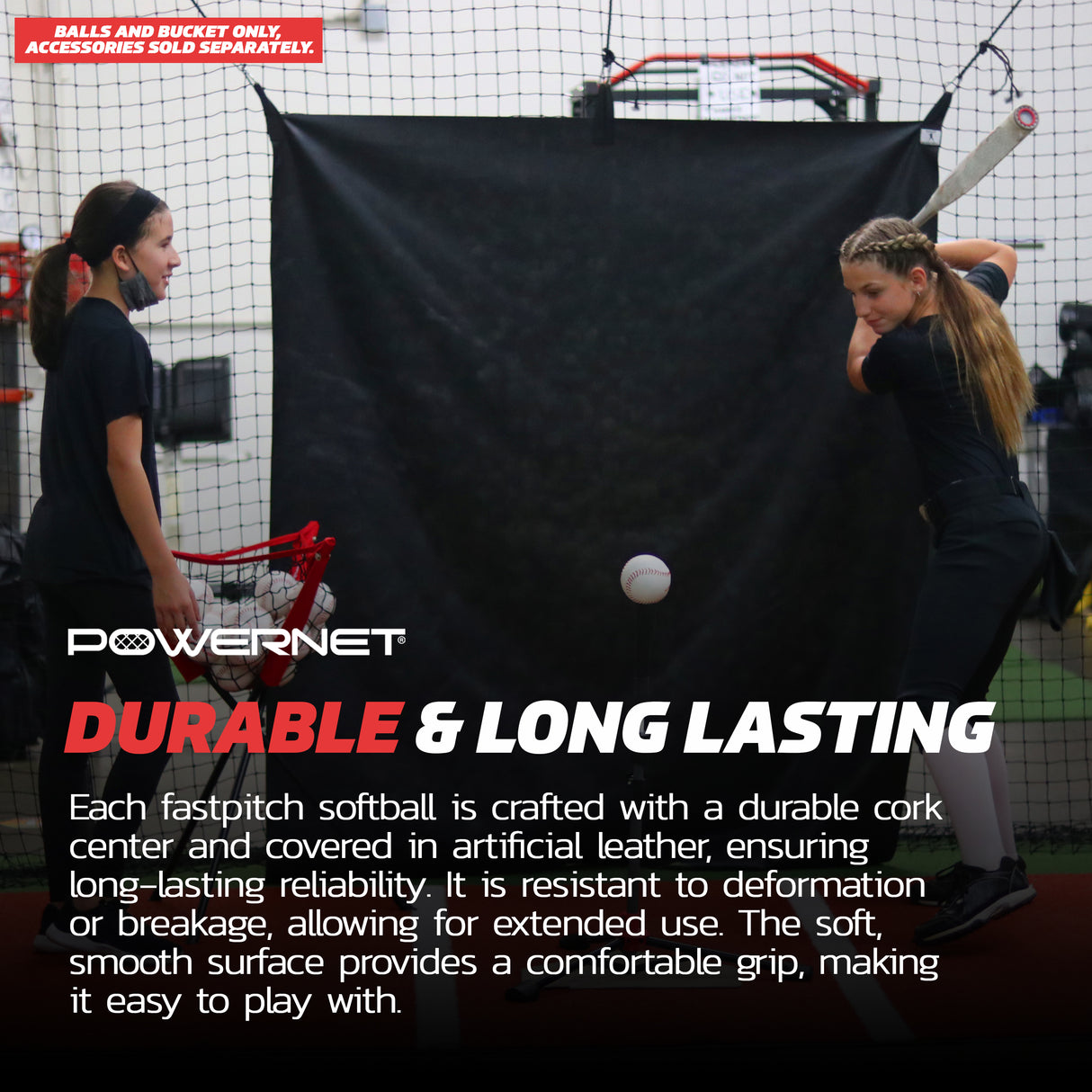 Cushioned Bucket and Practice Softball Bundle Sports PowerNet