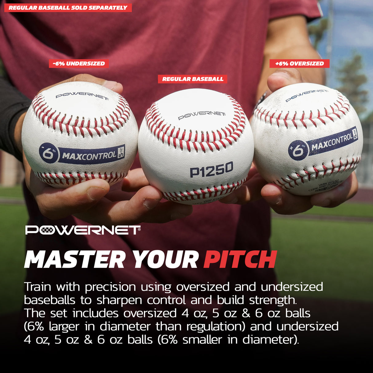 Overload & Underload MaxControl Baseballs Training Ball PowerNet