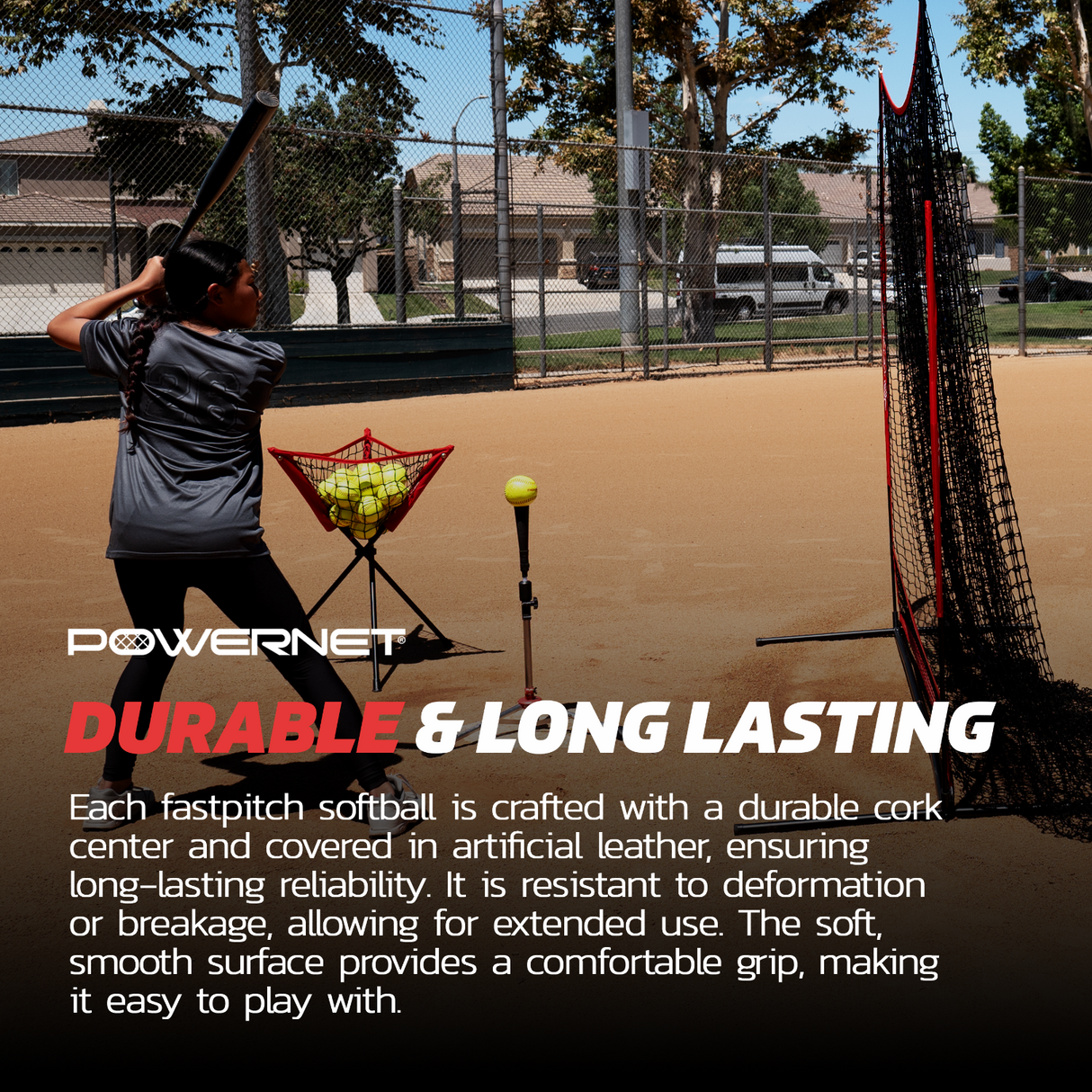 Regulation Sized Softball Bucket Bundle | Includes 18 Softballs Baseball And Softball Field Accessories PowerNet