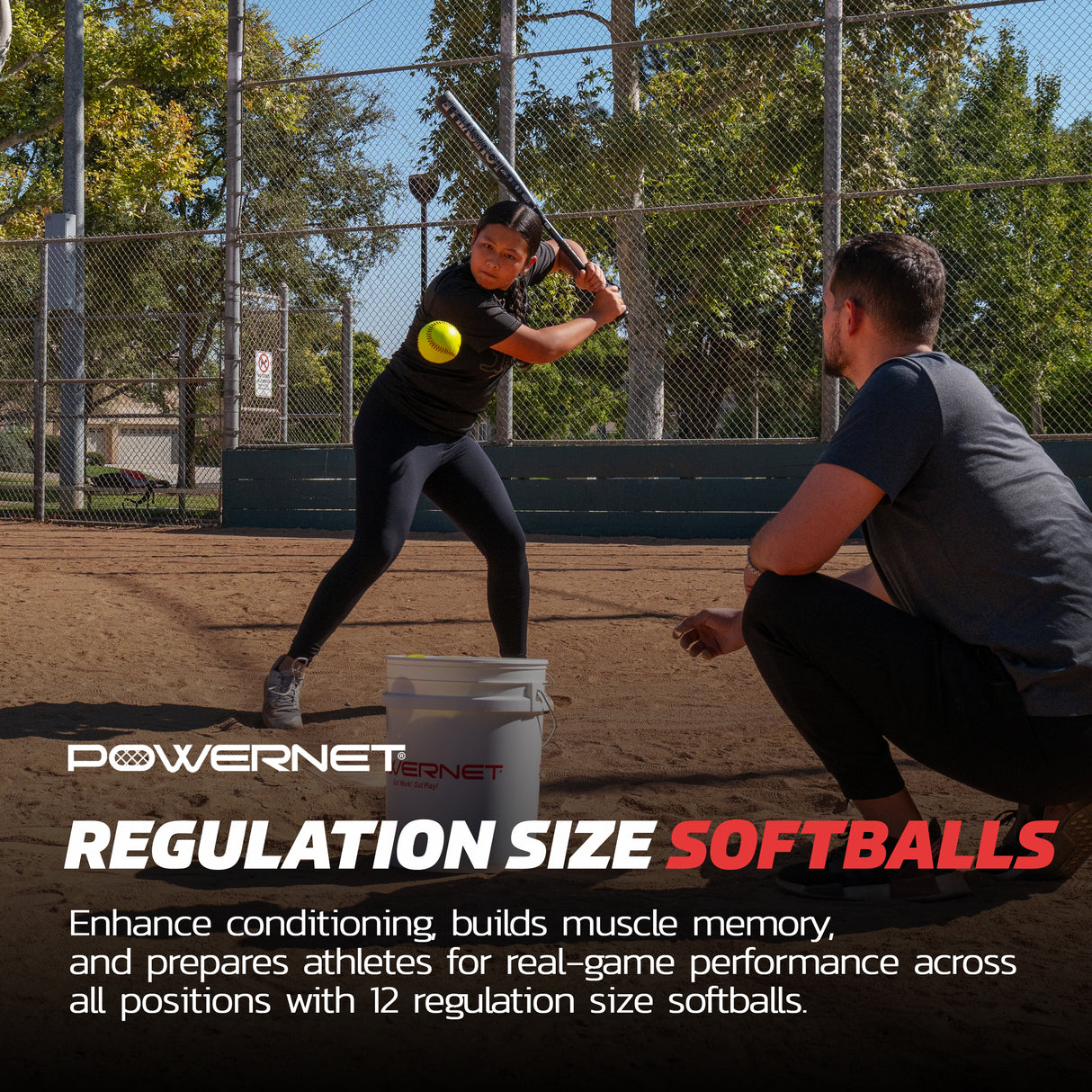 Ball Bucket, Crusher Ball & Regulation Softballs Bundle | (24 Balls Total) sports PowerNet