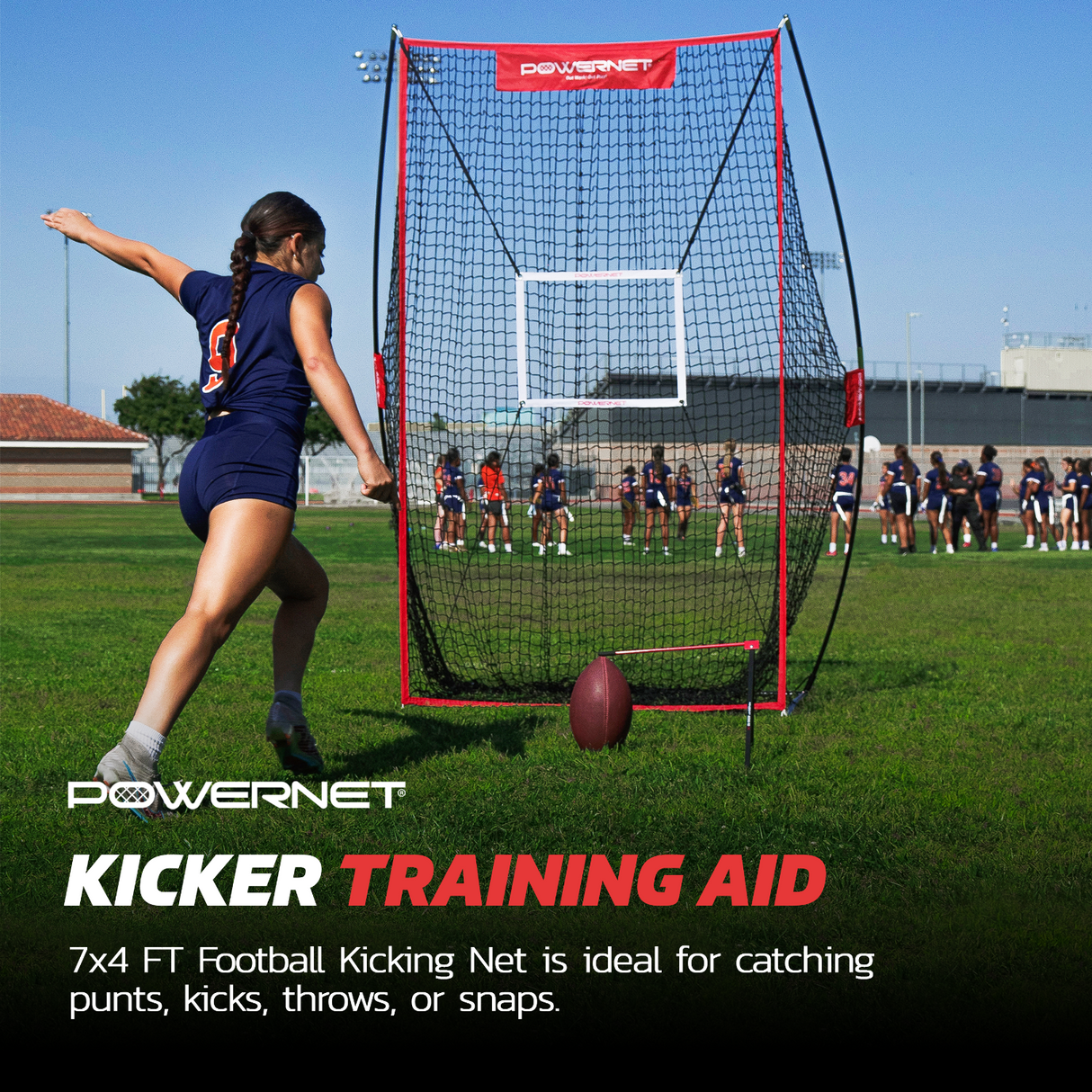 Sideline Trainer 7 x 4 FT Portable Football Kicking Net Football Net PowerNet