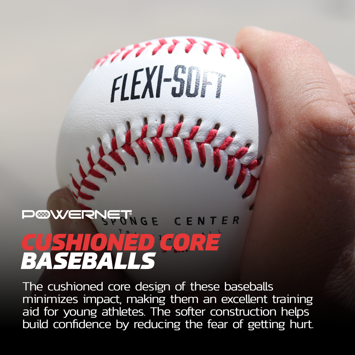 Flexi Soft Baseballs 24 Pack with Bucket Bundle | Cushioned Core Safety Ball Flexi Soft Baseball PowerNet