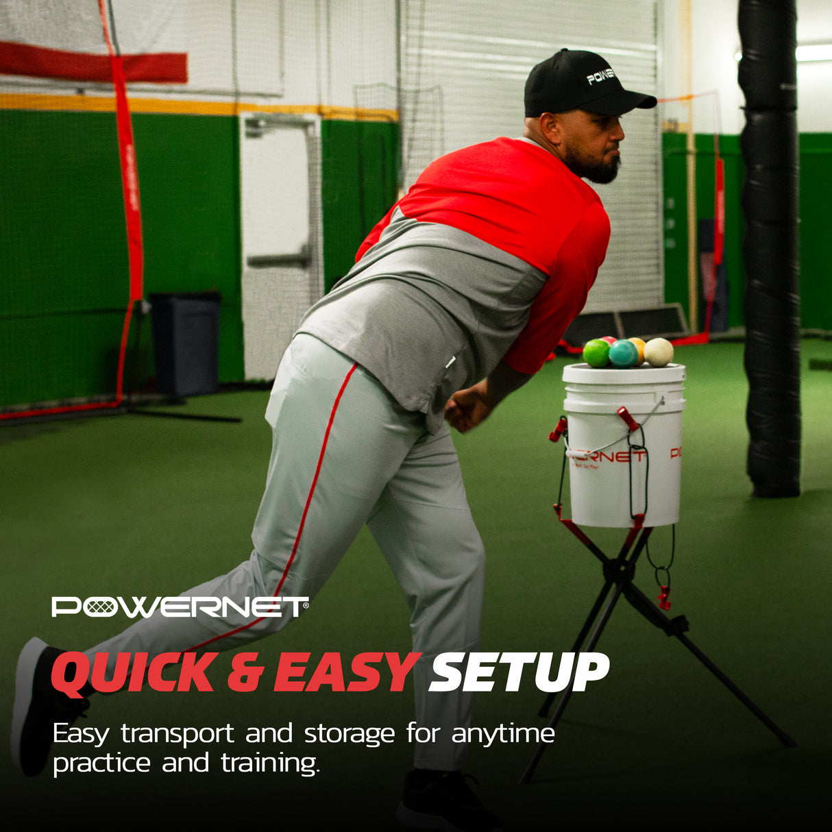 Deluxe Batting Tee (2.5 lbs) + Bucket Caddy Lifter Bundle Sports PowerNet