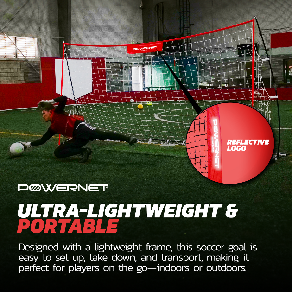Soccer Goal | Lightweight Frame Ultra-Portable | Included Sandbag Sports PowerNet