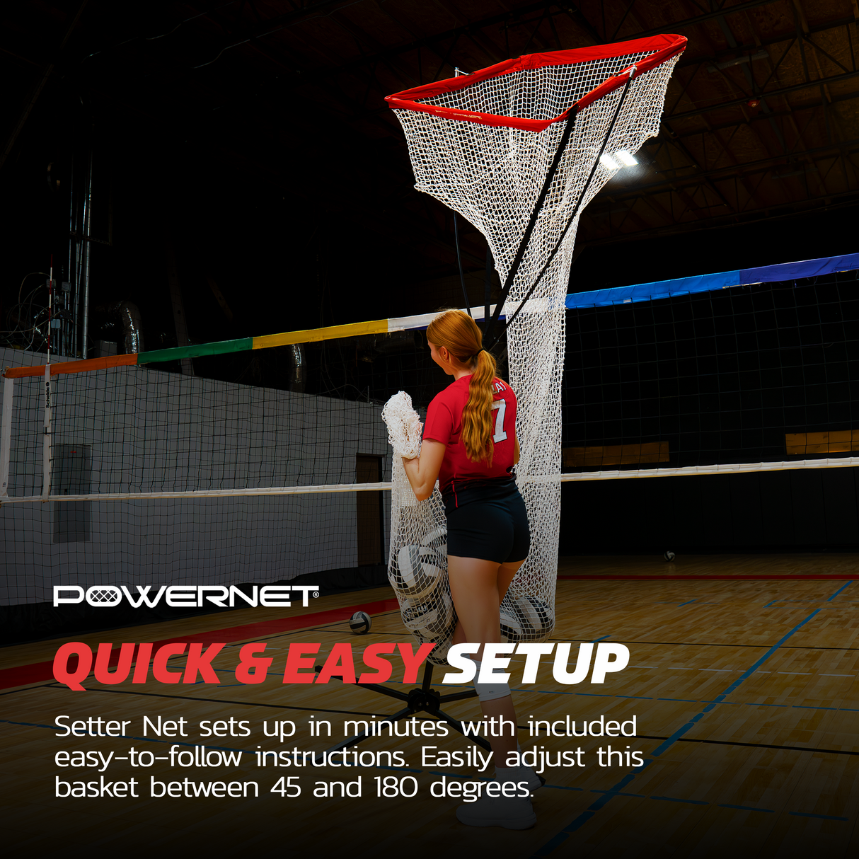 Portable Volleyball Setter Trainer Net | Adjustable Height & Basket Angle Volleyball Setter PowerNet