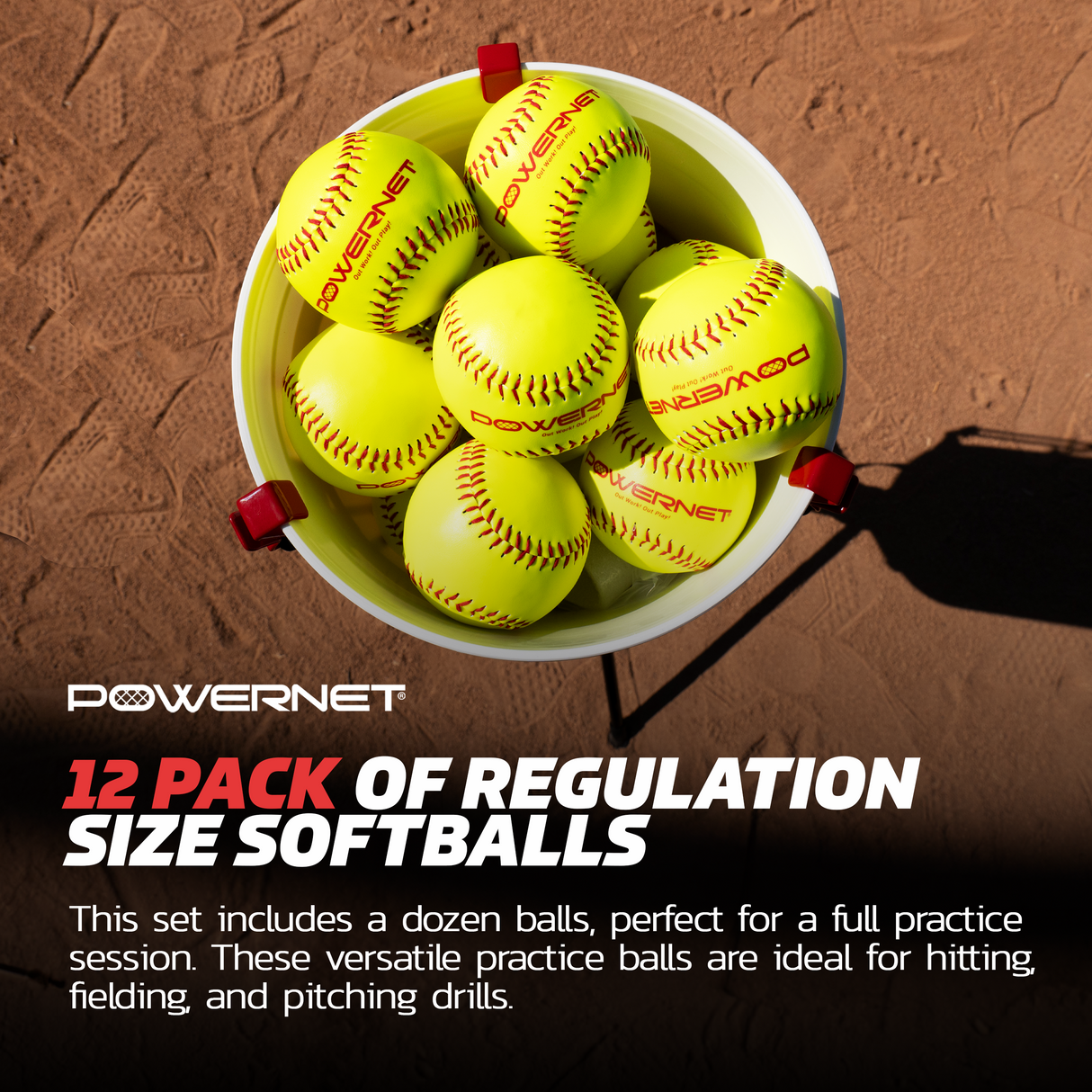 Practice Softballs 12 PK Recreation Grade 12" Sports PowerNet