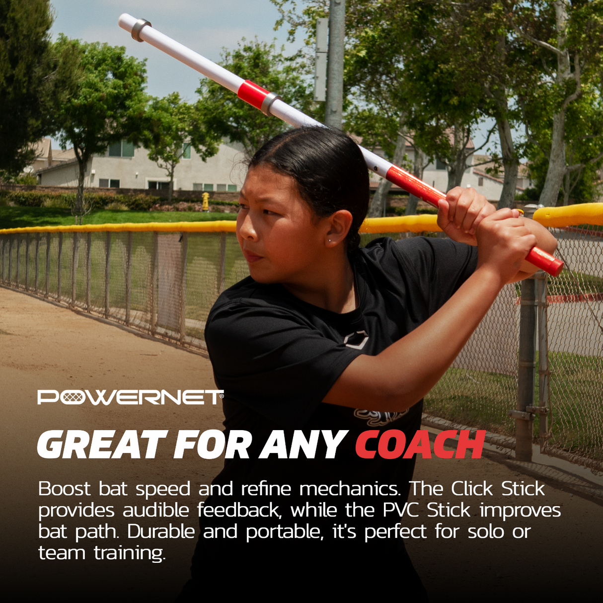 Click Stick Training Bat PVC Combo Training Bat PowerNet