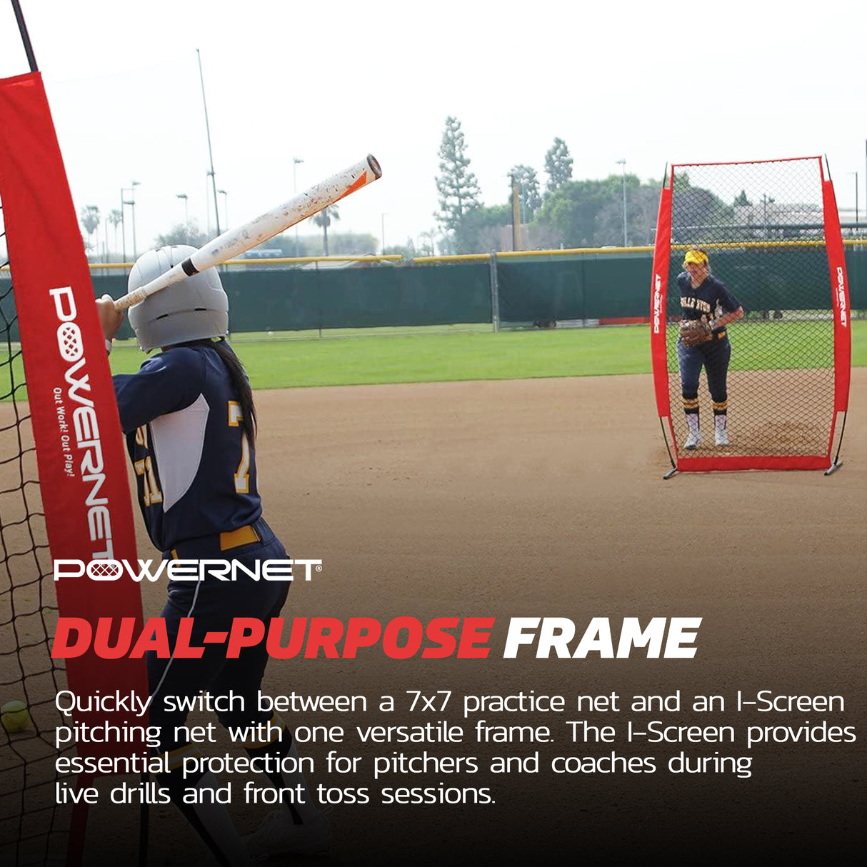 Practice Net 7x7 Bundle + I-Screen (1 Frame + 2 Nets) Sports PowerNet