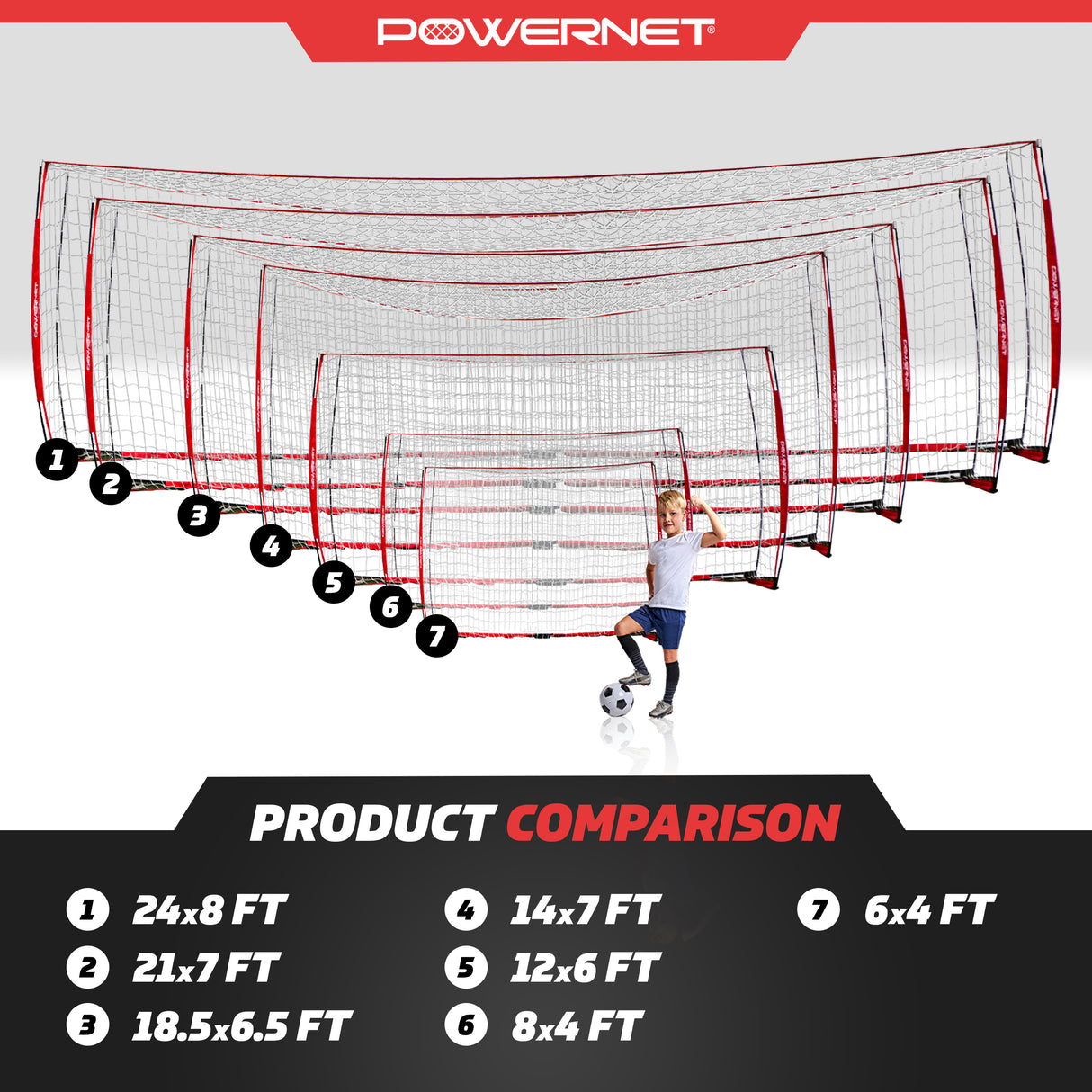 Portable 21x7 FT Soccer Goal TrainingNets by PowerNet