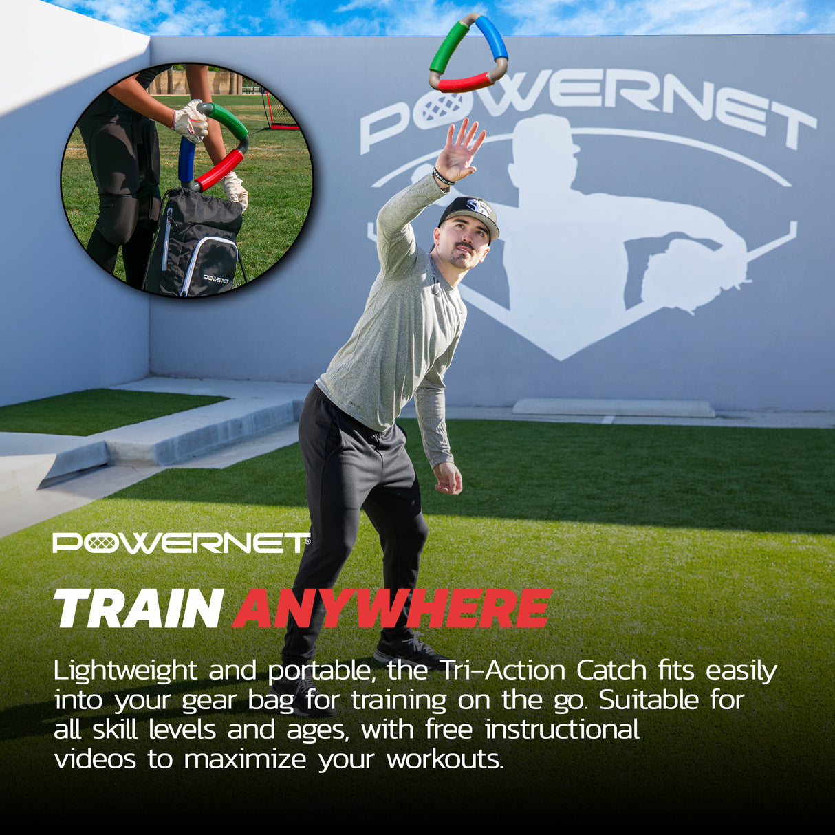 Tri-Action Catch | Hand-Eye Coordination Tool Training Tool PowerNet