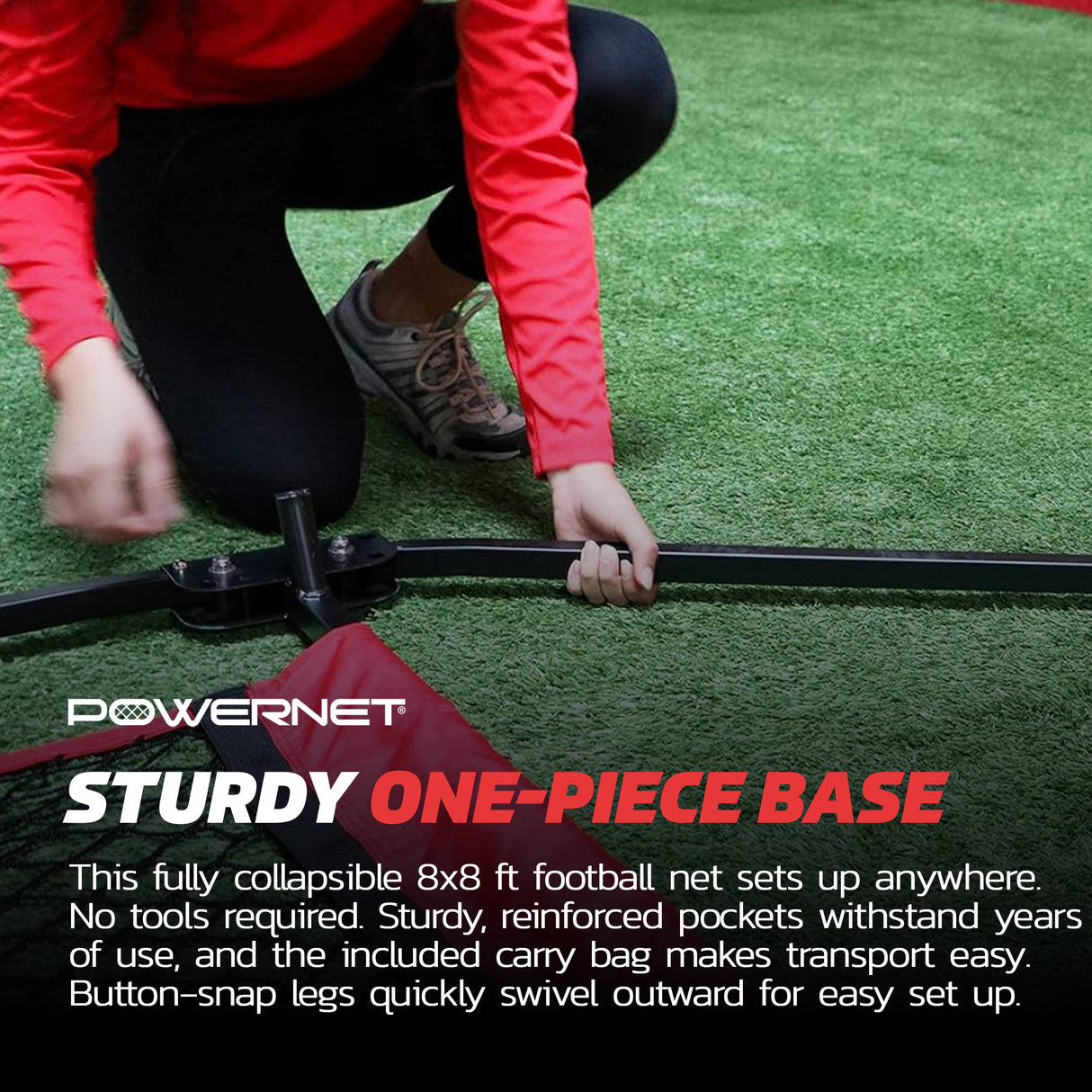 Football QB Pass Accuracy Trainer | 8' x 8' Portable Passing Net w/ 5 Target Pockets Sports PowerNet