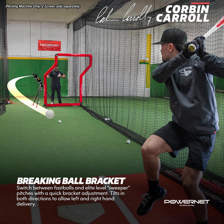 Launch F-Lite Pitching Machine w/ Breaking Ball Bracket Pitching Machine PowerNet