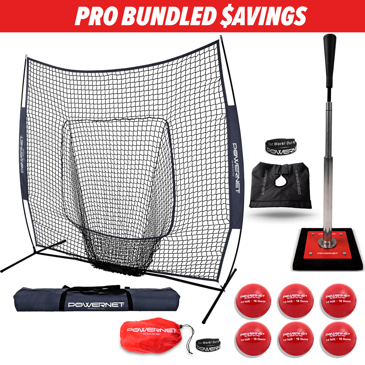 Pro Training Bundle | 7x7 Net, Batting Tee & Weighted Balls (Navy)