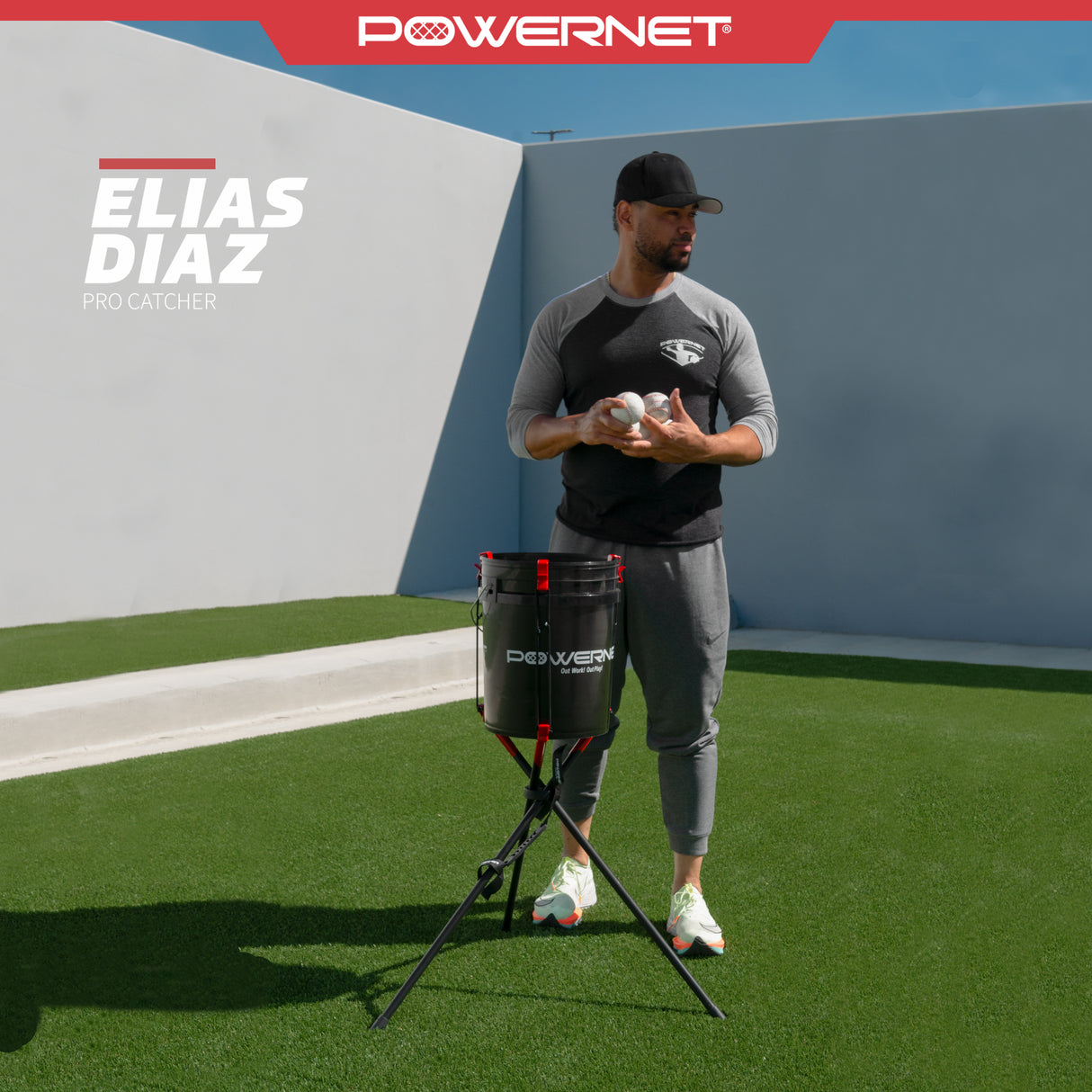 Pro Training Bundle | Rolling Coach's Bag, Bucket Lifter & Practice Softballs TrainingNets by PowerNet