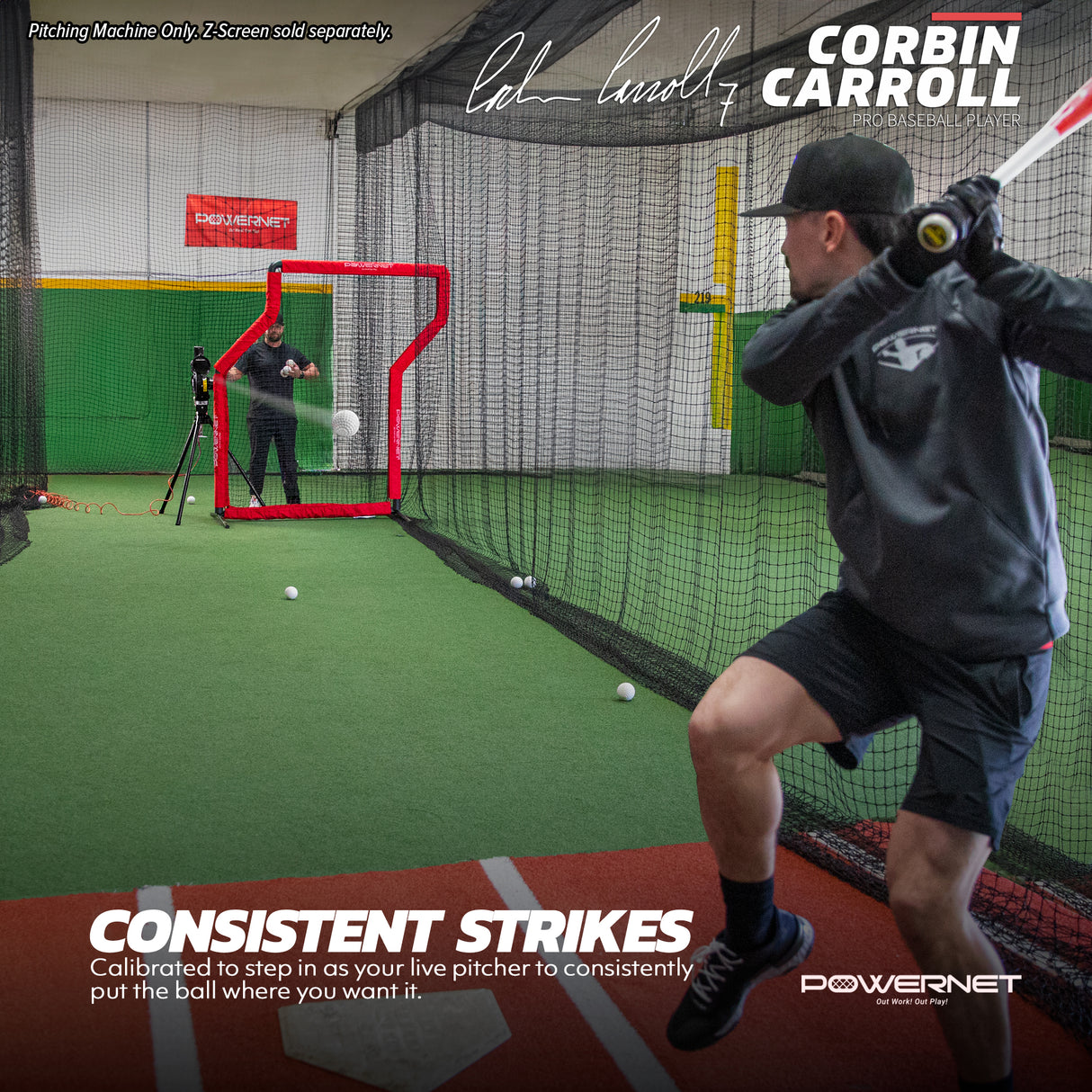 Pro Training Bundle | Launch F-lite Pitching Machine, Rolling Bag, Bucket Lifter & Baseballs TrainingNets by PowerNet
