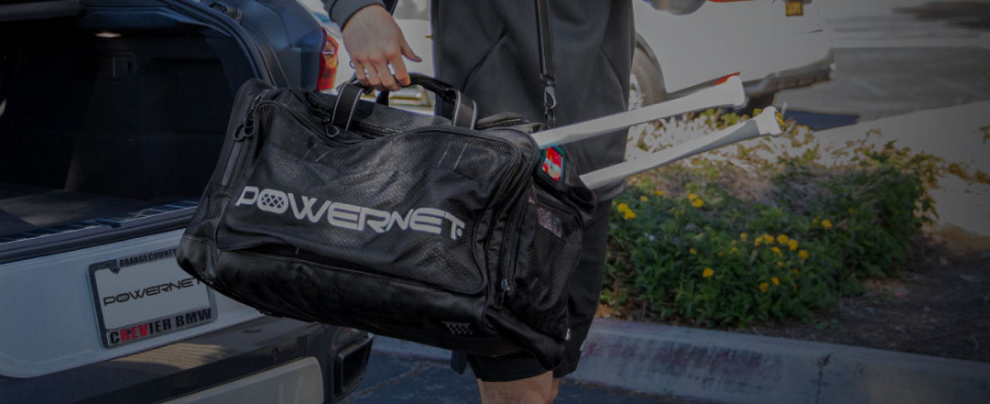 Holding a PowerNet bat bag