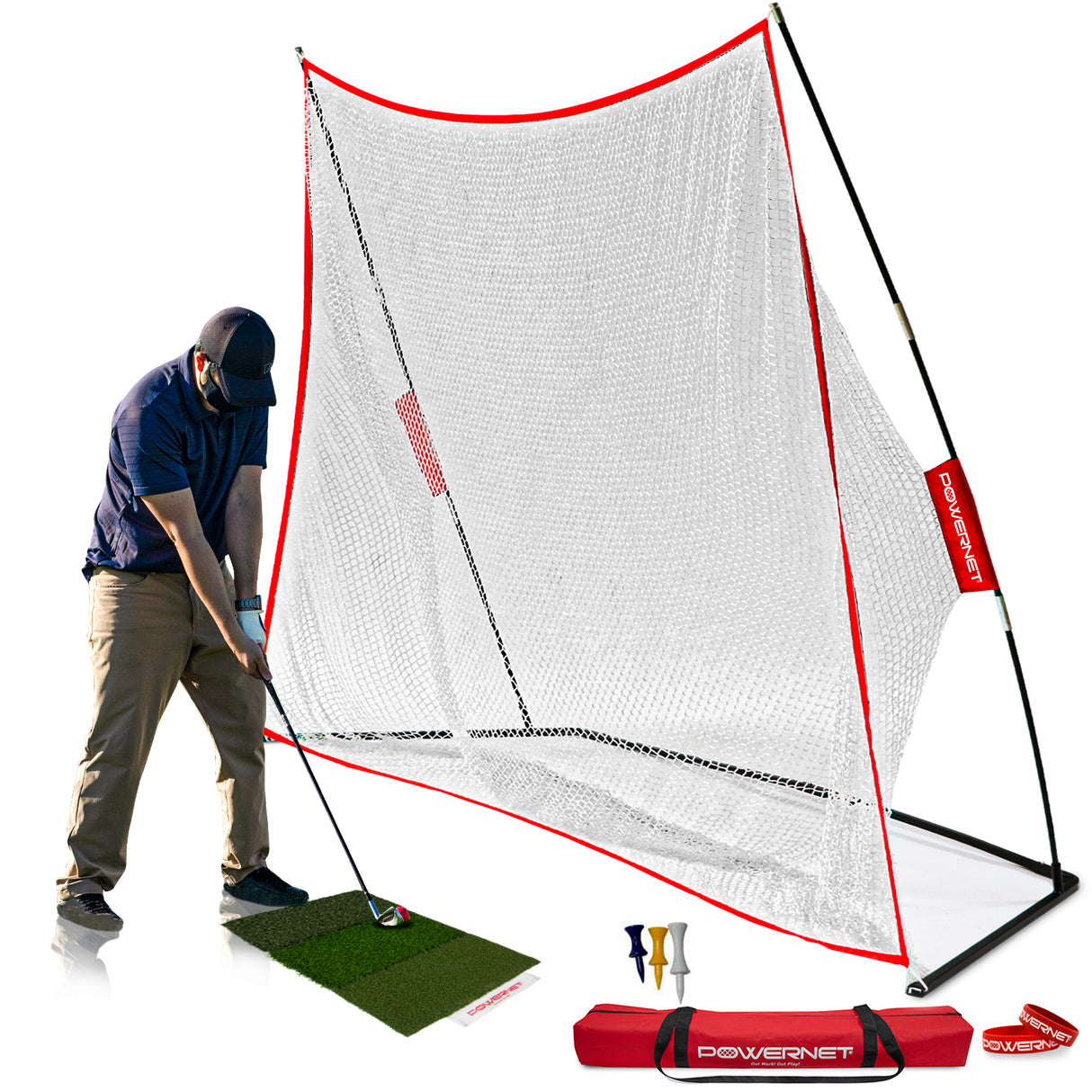 Golf Net and Mat Bundle | Choose Size Sports PowerNet 10x7 Net Bundle