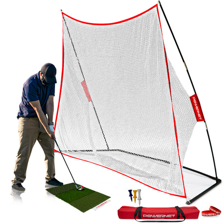 Golf Net and Mat Bundle | Choose Size Sports PowerNet 10x7 Net Bundle
