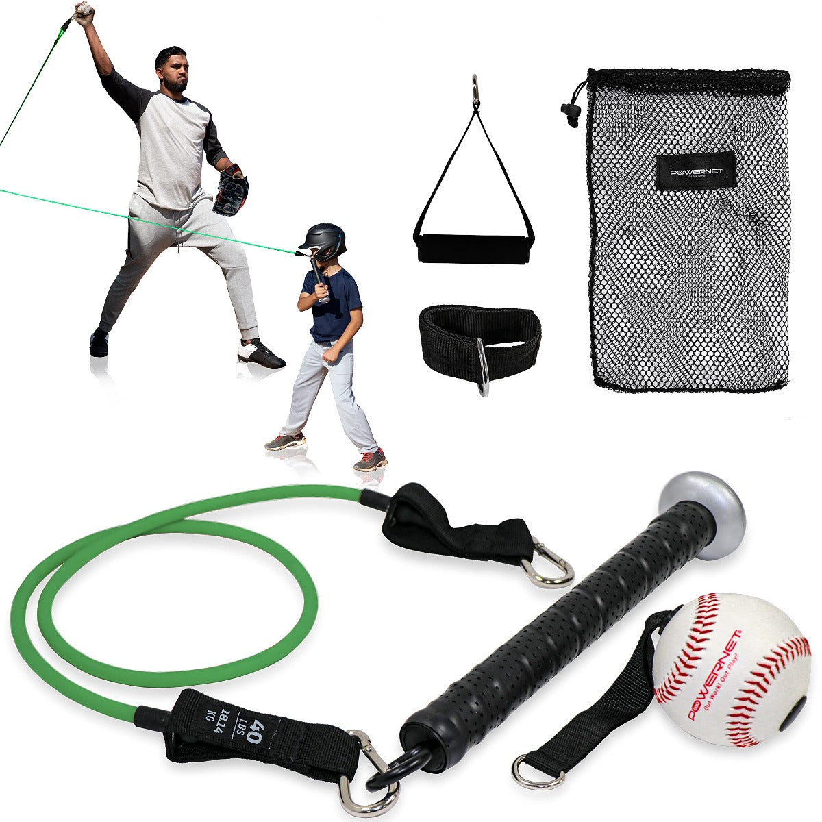 Bat Handle Resistance Trainer | Baseball Softball Training Aid Training Bands PowerNet