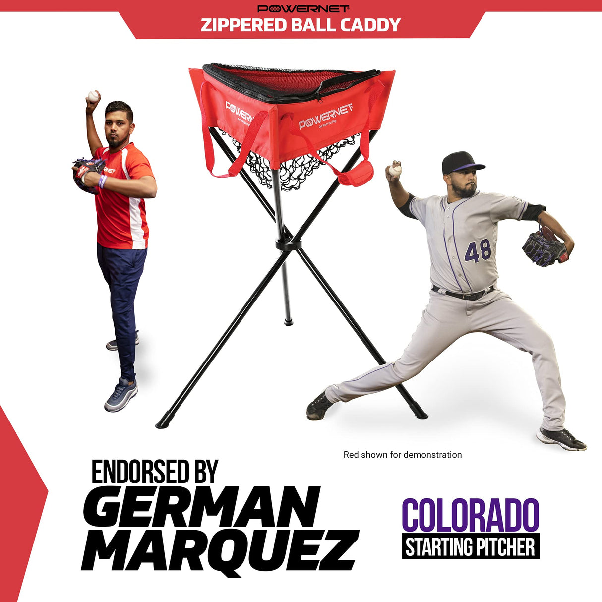 Zippered Removable Ball Caddy for Batting Practice Sports PowerNet