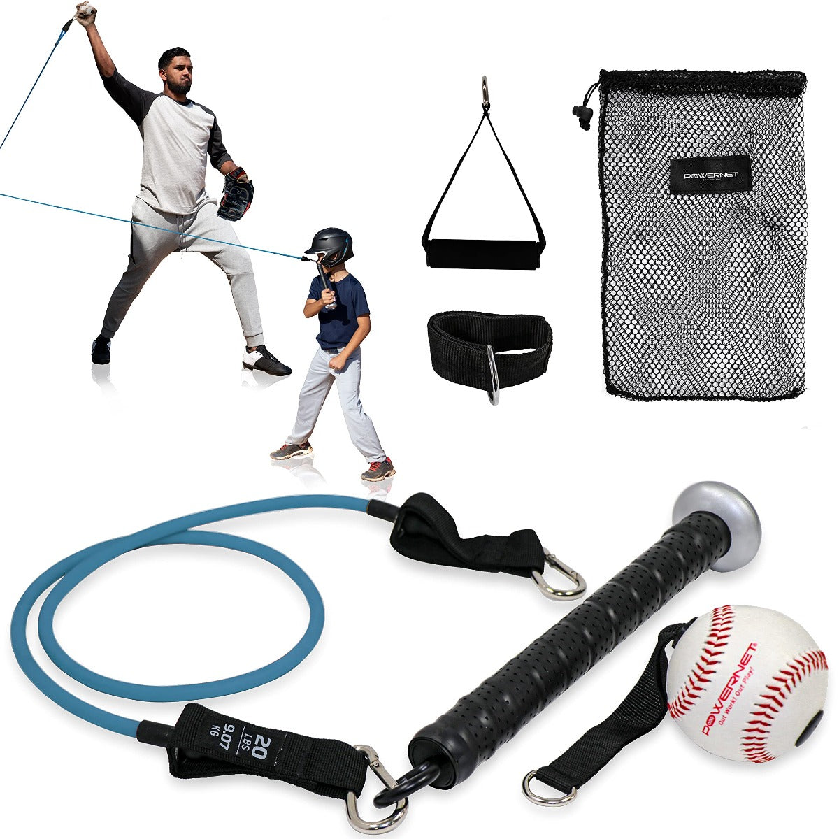 Bat Handle Resistance Trainer | Baseball Softball Training Aid Training Bands PowerNet
