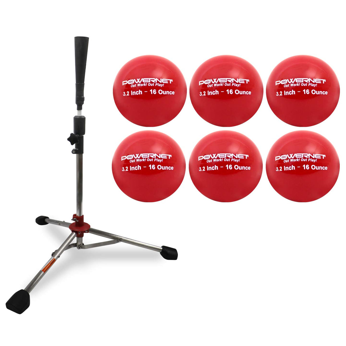PRO Heavy Batting Tee + Weighted Training Ball Bundle sports PowerNet 3.2" Bundle
