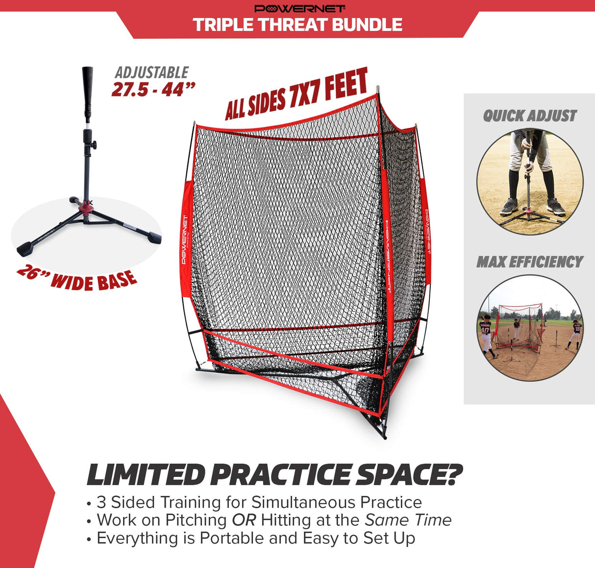Triple Threat Team Training Net Softball Bundle Sports PowerNet