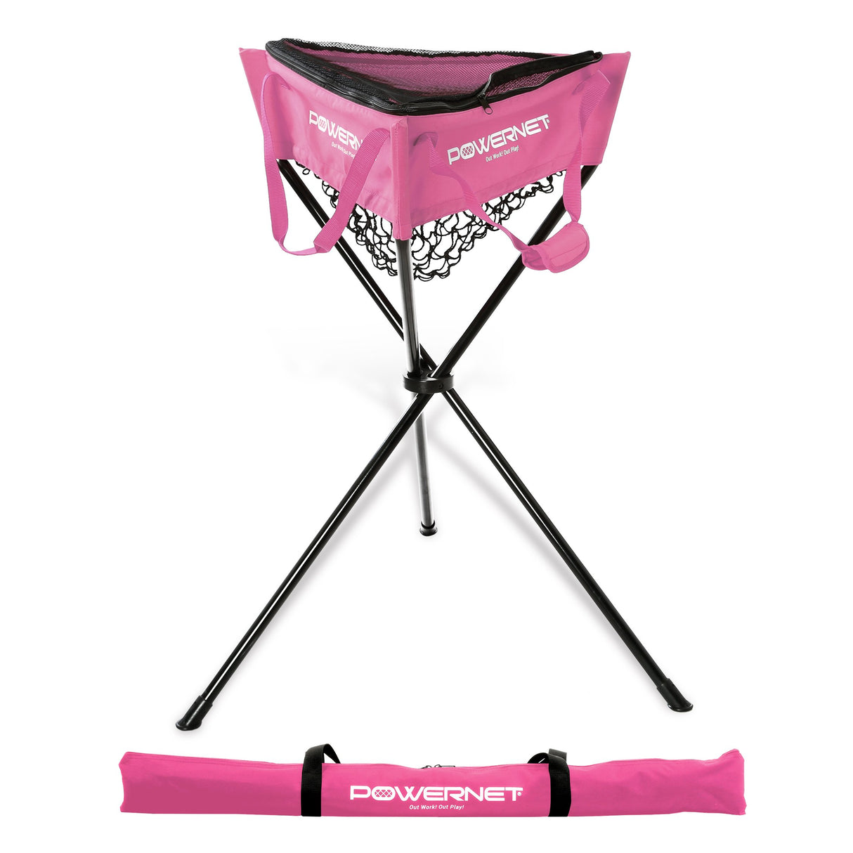 Zippered Removable Ball Caddy for Batting Practice Sports PowerNet Pink