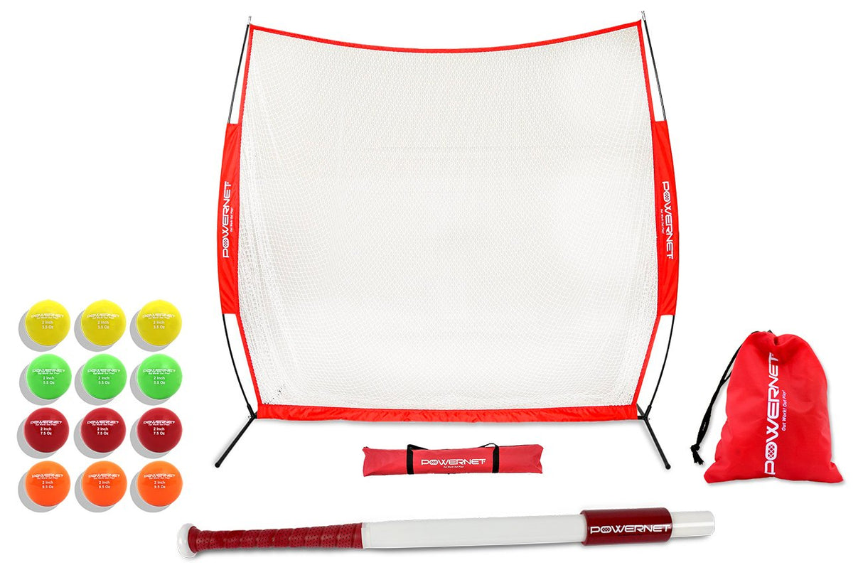 Micro 2" Weighted Training Balls 12 Pack Complete Set & Net Bundle Sports PowerNet Micro Training Bundle w/ 27" Bat