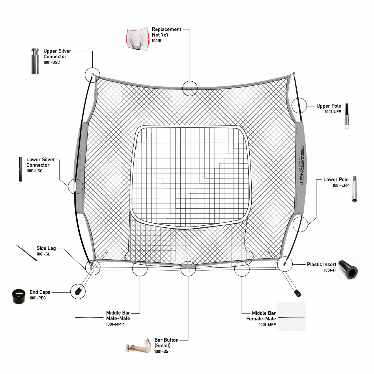 Replacement Parts - 7x7 Net (Round Tube)