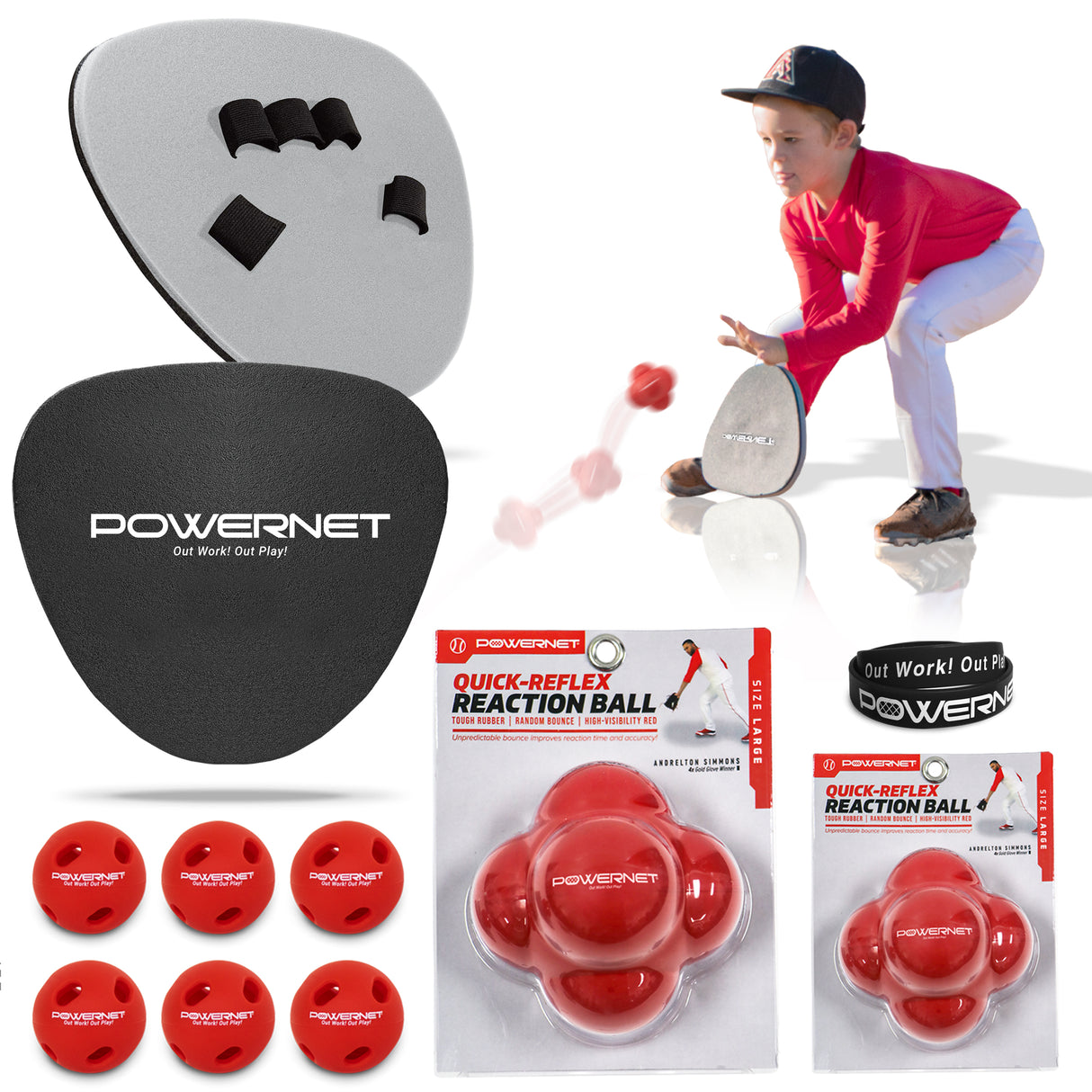 Hand-Eye Coordination Bundle | Perfect Fielder Kits Sports PowerNet Reaction Ball + Micro Crushers Kit
