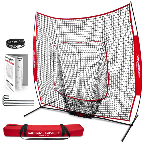 The Original 7x7 FT Baseball Softball Training Net (v3) Baseball PowerNet Red
