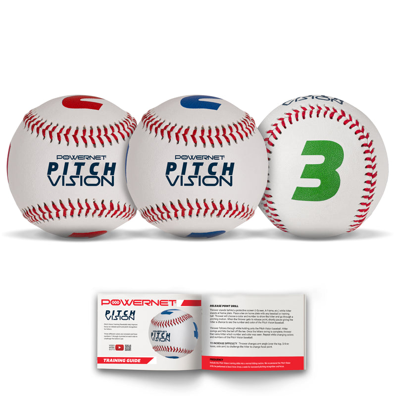 Pitch Vision Training Baseballs 3 OR 9 Pack | 4 Numbered Sides | Multicolored