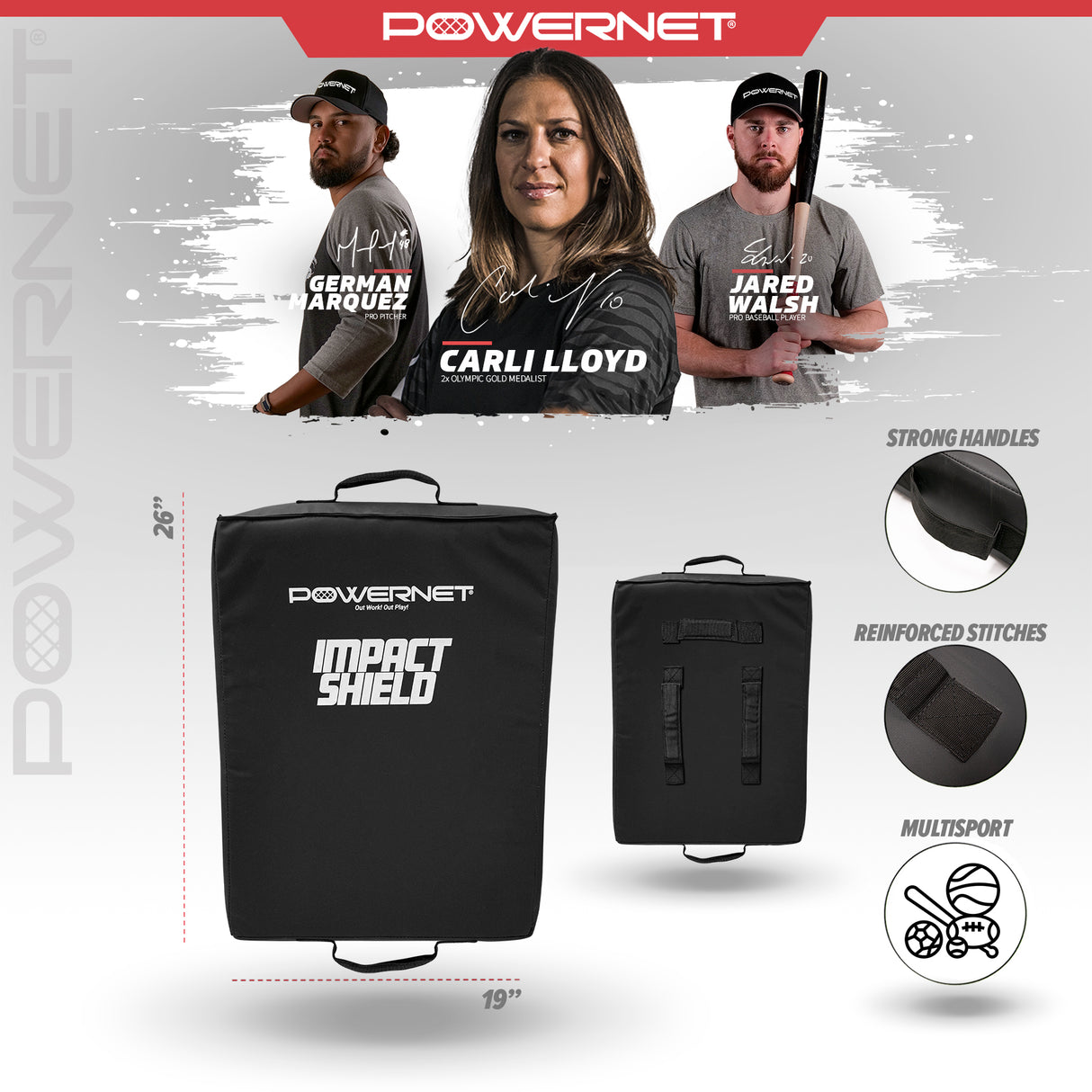 Football Impact Shield Pad 26" x 19" | Perfect for Blocking Drills, Martial Arts Blocking Pad PowerNet