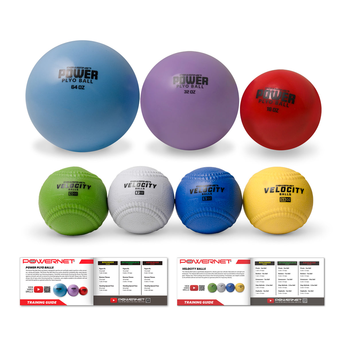 Power Plyometric Training Balls and Velocity Ball Bundle |Improve Arm Health and Velocity TrainingNets by PowerNet