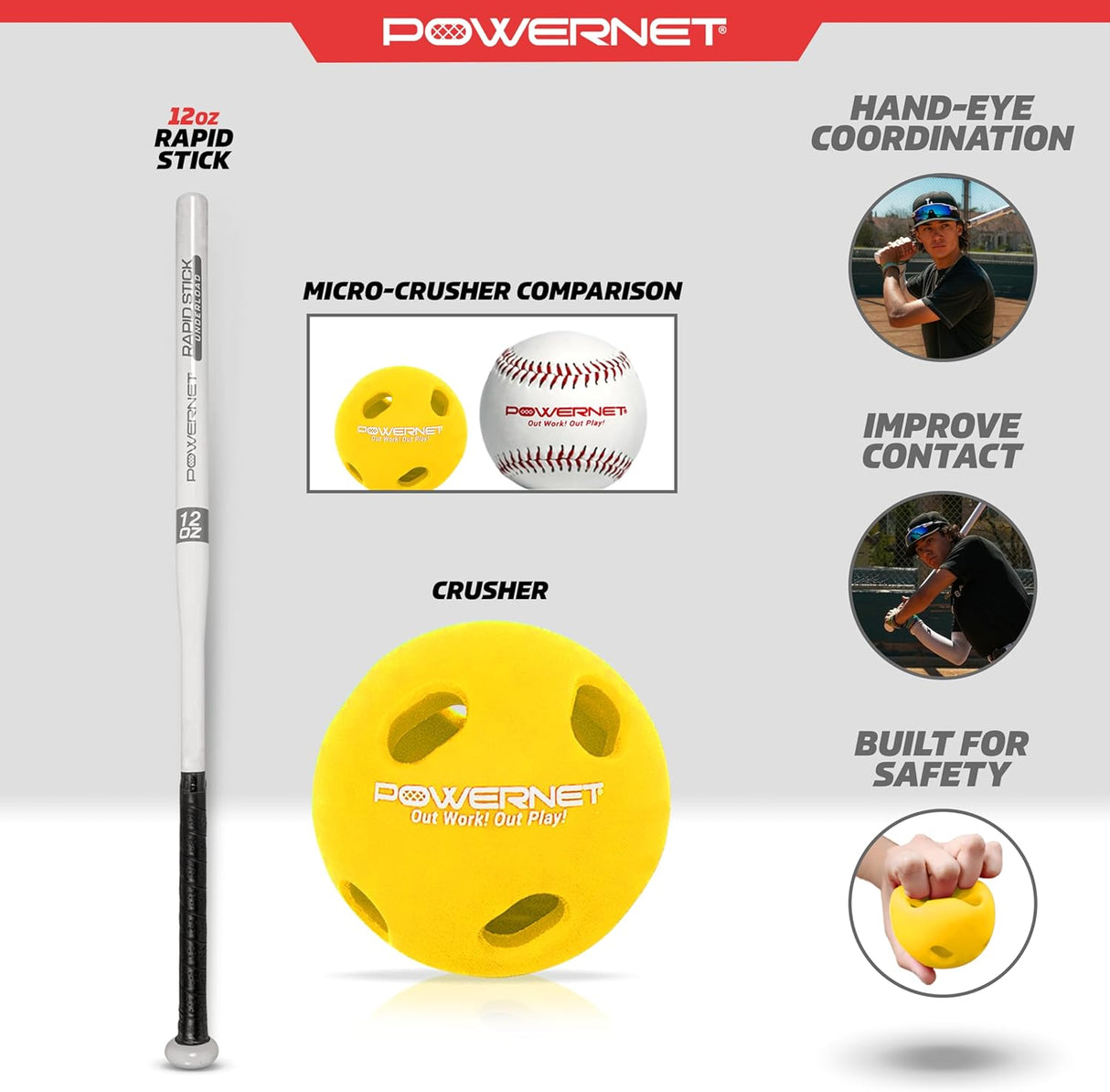 Rapid Stick Micro Crusher Bundle Training Bat PowerNet