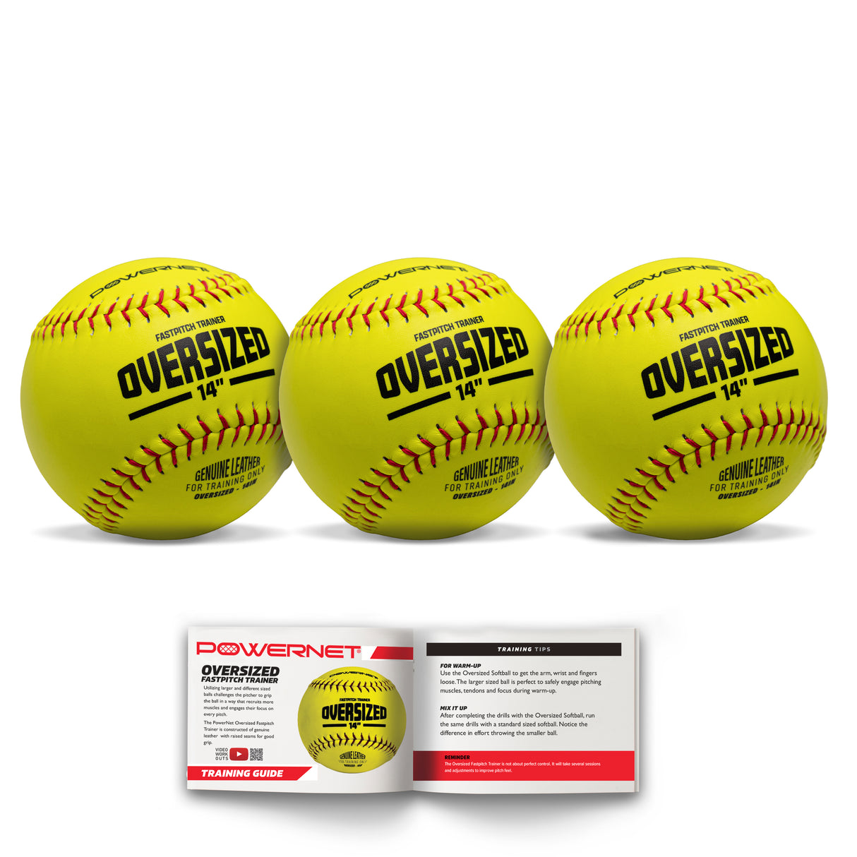 Oversized Softball 3-Pack | 14 Inch Ball Training Ball PowerNet