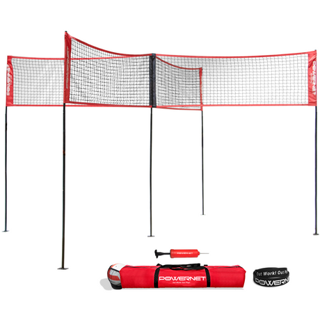 Four Square Volleyball Training Net Game Sports PowerNet Four Square w/ Guide Lines