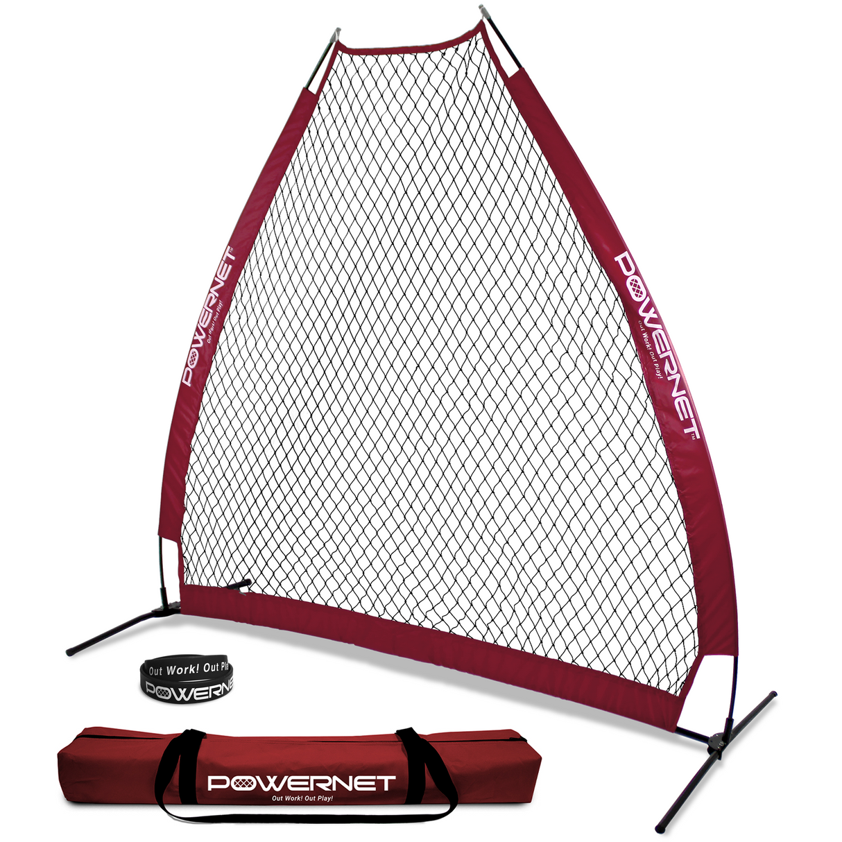 7 FT A-Frame Screen Portable Baseball Softball Training Net sports PowerNet Maroon