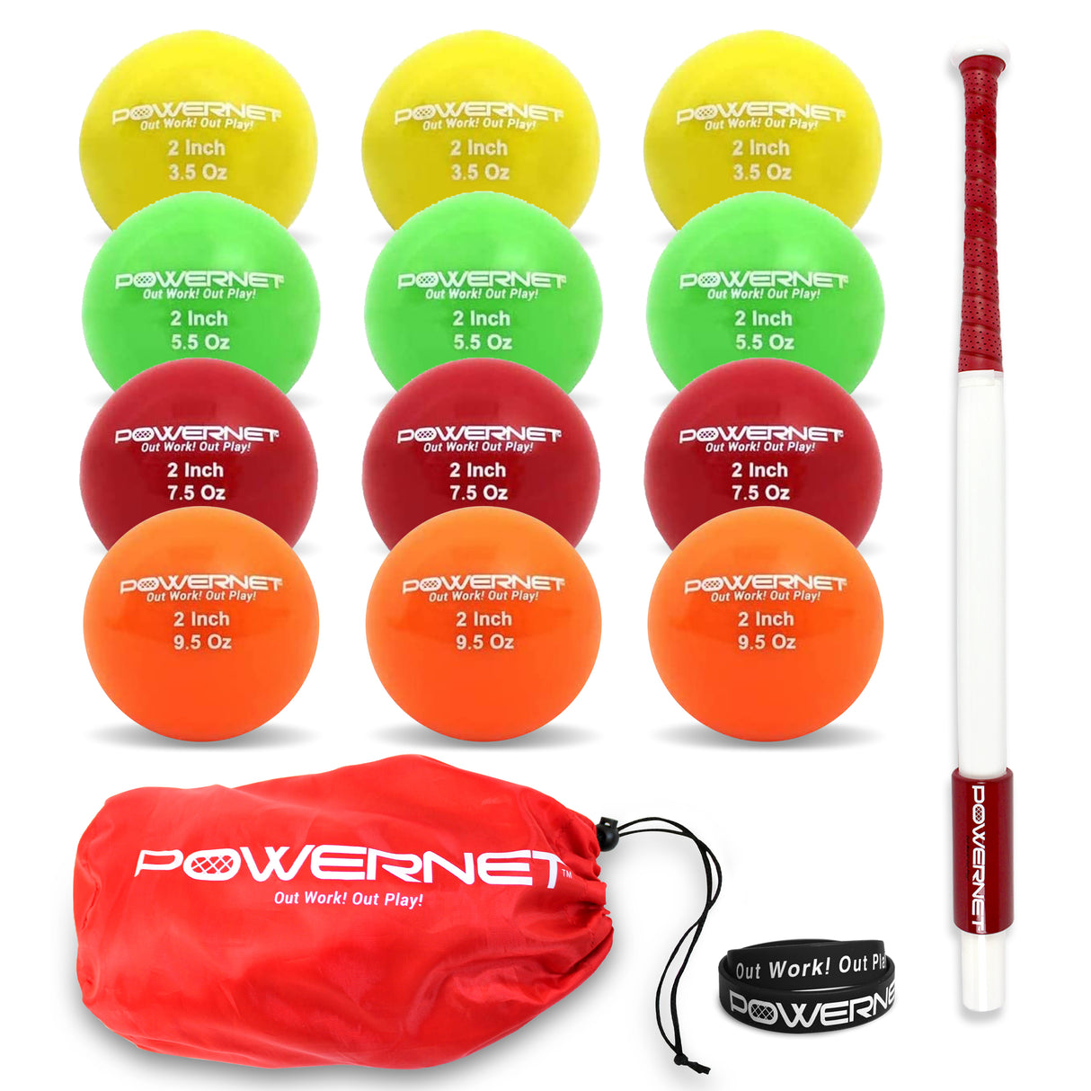 Sweet Spot Training Bat + 2" Progressive Micro Ball 12 PK Set Sports PowerNet
