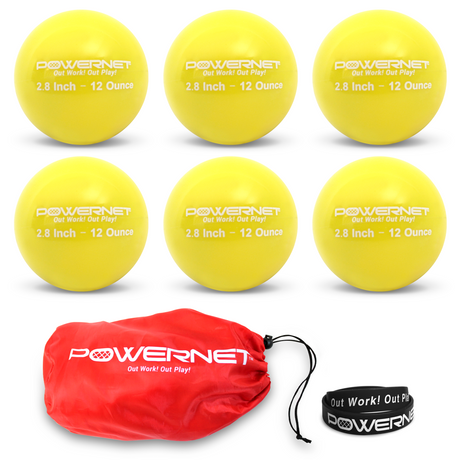 2.8" In Weighted Training Balls | 12-20 Oz Sports PowerNet 12 Oz - Yellow