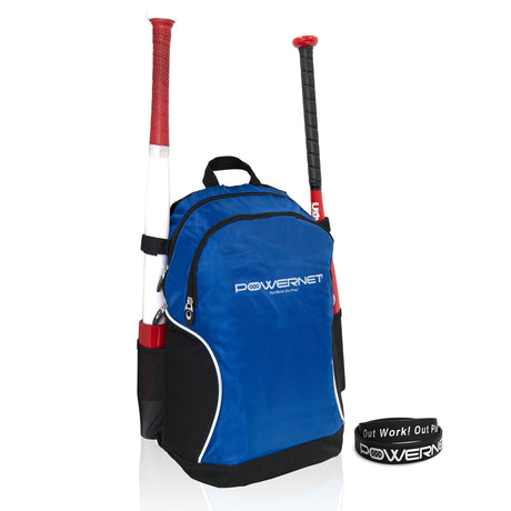 Baseball Softball Backpack M Choose from 3 Colors Red Black Blue Sports PowerNet Blue