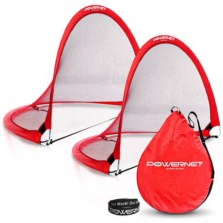Popup Soccer Goals Portable Net 2 Goals + 1 Carrying Bag Sports PowerNet Medium 4X3
