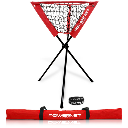 Tripod Ball Caddy for Baseball & Softball Sports PowerNet Red