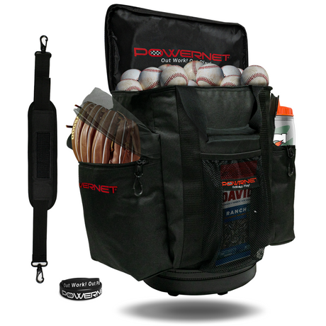 Soft Bucket Carry Bag | Shoulder Strap Baseball And Softball Equipment Bags PowerNet