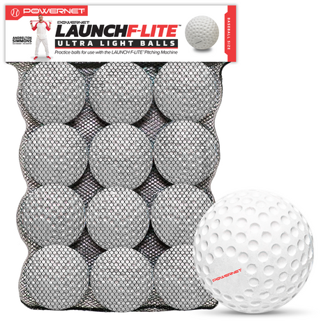 Launch F-lite Ultra Light Pitching Machine Balls | Baseball or Softball balls PowerNet F-lite Baseballs Only - 1 Dozen