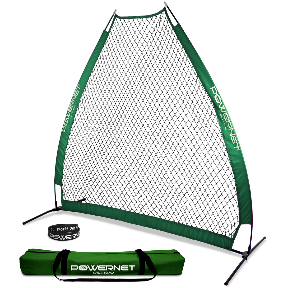 7 FT A-Frame Screen Portable Baseball Softball Training Net sports PowerNet Green